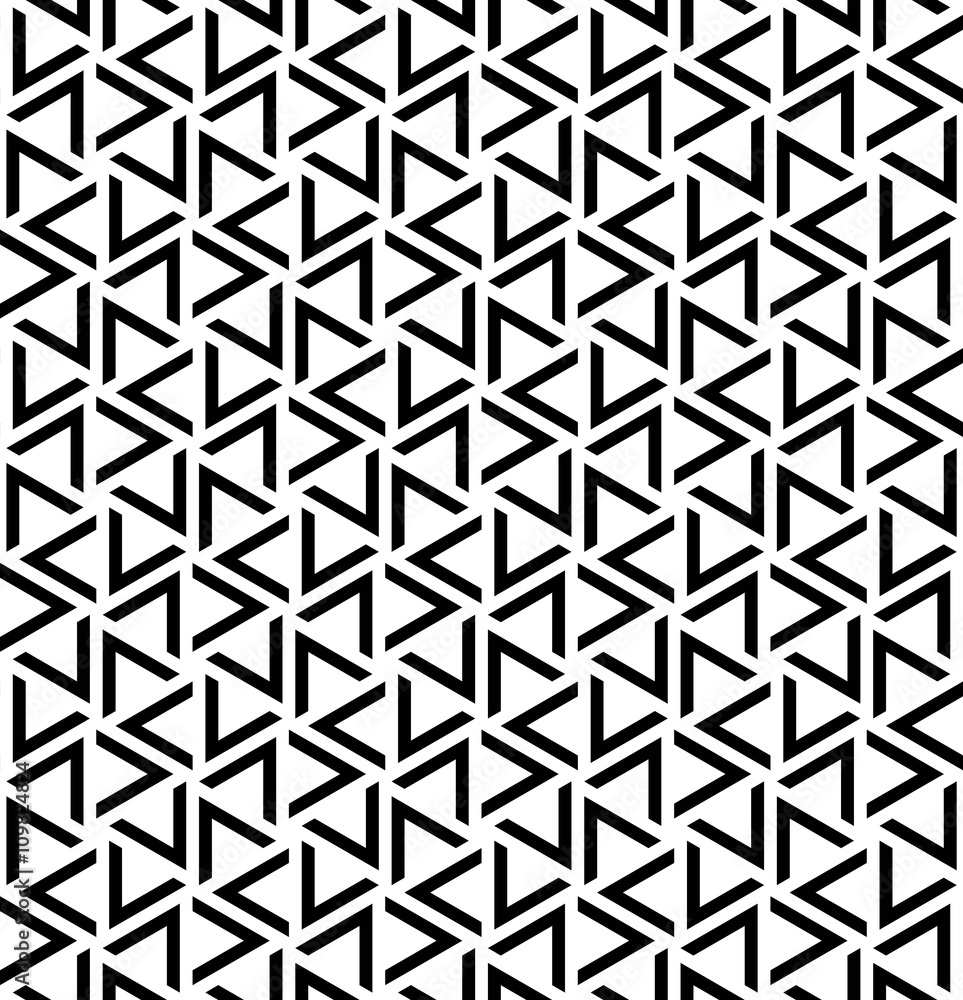Vector seamless texture. Modern abstract background. Monochrome geometrical pattern with triangles.