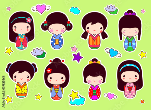 Set of Japanese Kokeshi Dolls 