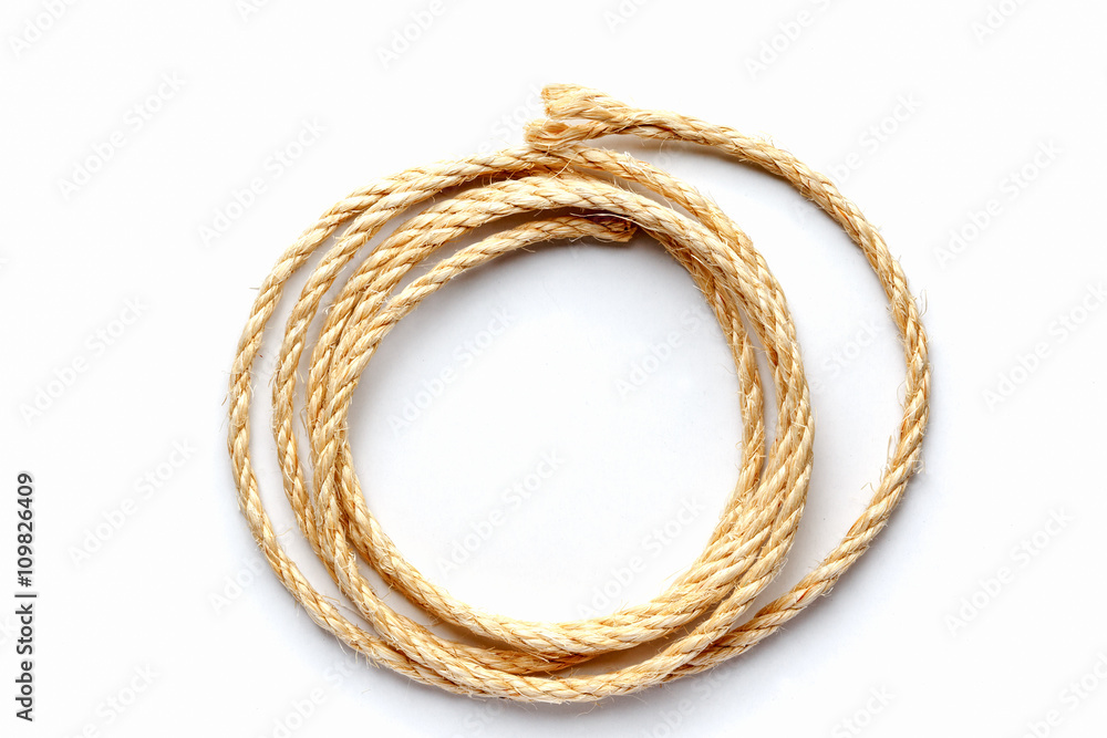 twisted rope on a white background close up twisted rope on a white background close up