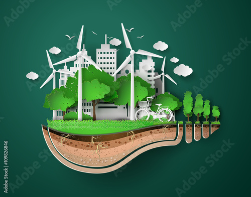 paper cut of eco