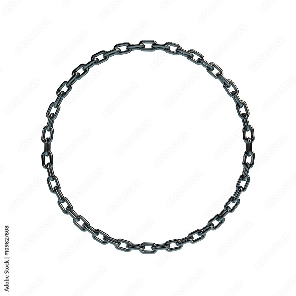 Metal chain in form of circle.3D rendering illustration. Metal chain in form of circle.3D rendering illustration.