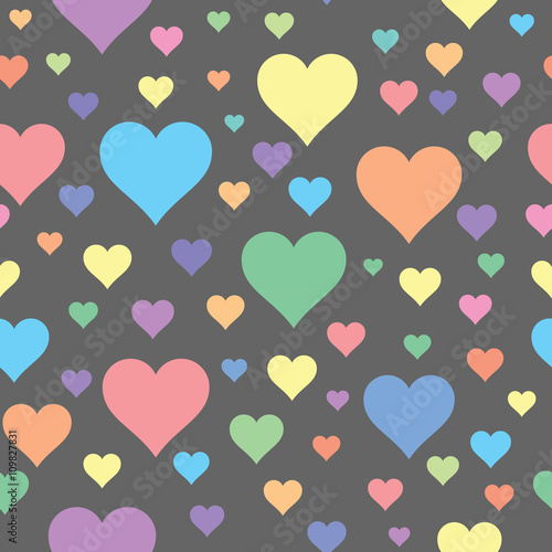 Seamless pattern hearts pastel color