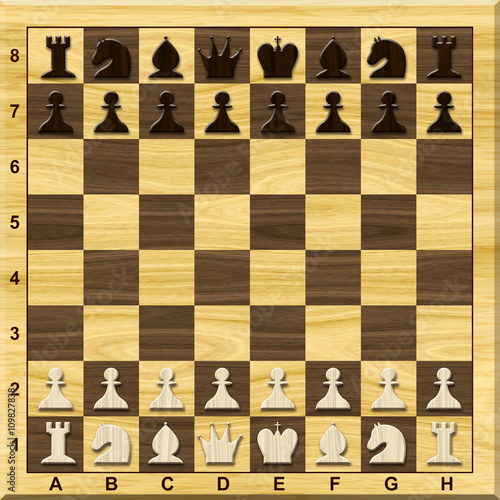 Wooden Chess board with fig...
