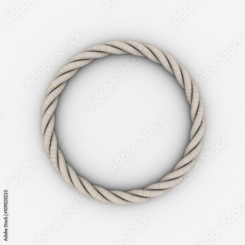 Rope frame in form of circle.3D rendering illustration.