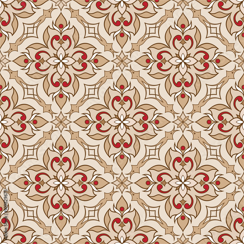 Colored decorative seamless texture on beige background.