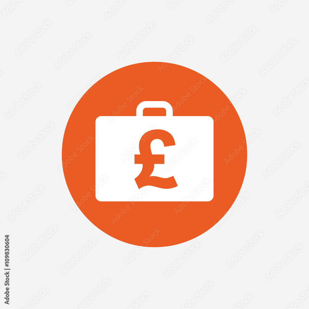 Case with Pounds GBP sign. Briefcase button. Case with Pounds GBP sign. Briefcase button.