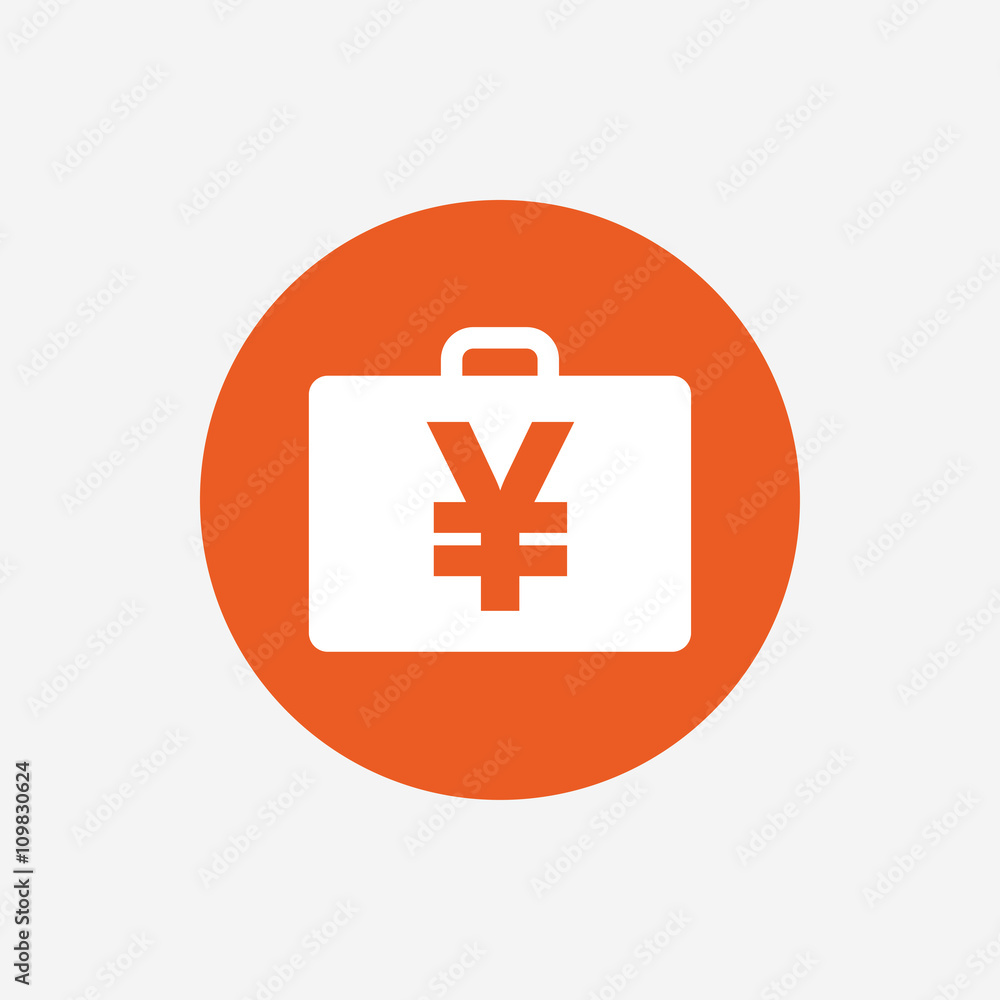 Obraz premium Case with Yen JPY sign. Briefcase button.