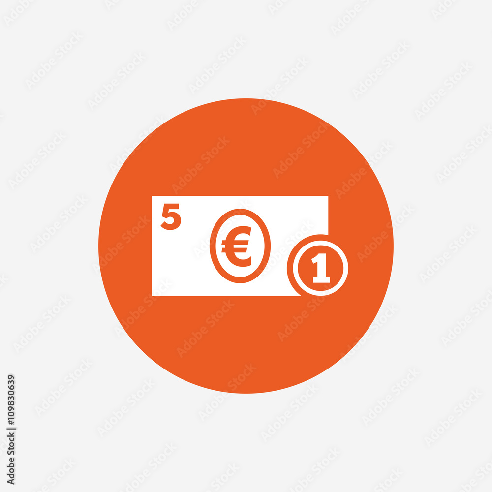 Cash sign icon. Euro Money symbol. Coin. Cash sign icon. Euro Money symbol. Coin.