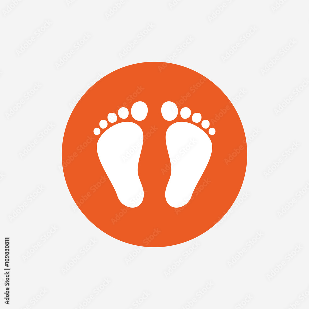 Child pair of footprint sign icon. Barefoot . Child pair of footprint sign icon. Barefoot .