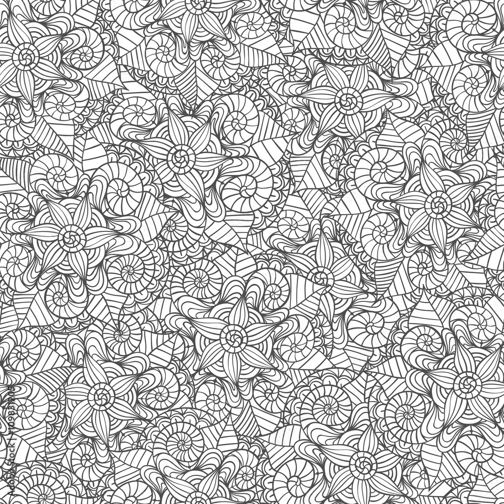 Hand drawn seamless mandala flowers pattern Hand drawn seamless mandala flowers pattern