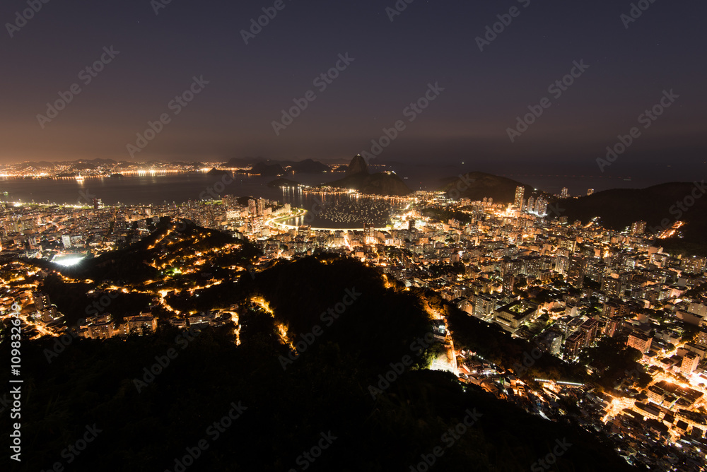 Night View of Rio de Janeiro City and Sugarloaf Mountain