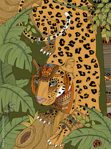 jungle leopard coloring page