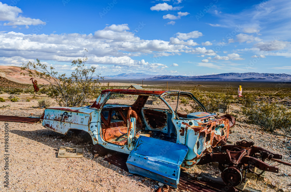 Broken car in Death Valley