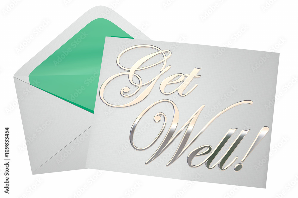 Get Well Soon Wishes Card Note Letter Envelope 3d Illustration Get Well Soon Wishes Card Note Letter Envelope 3d Illustration