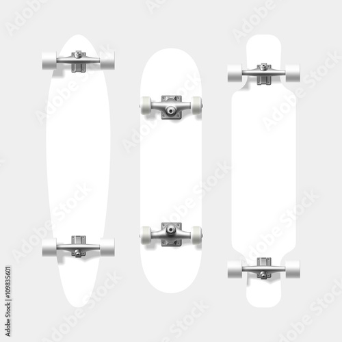 Blank skateboard and longboard shapes. Ready for your design
