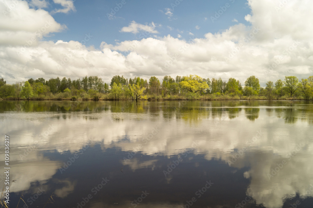 Spring landscape with river Spring landscape with river