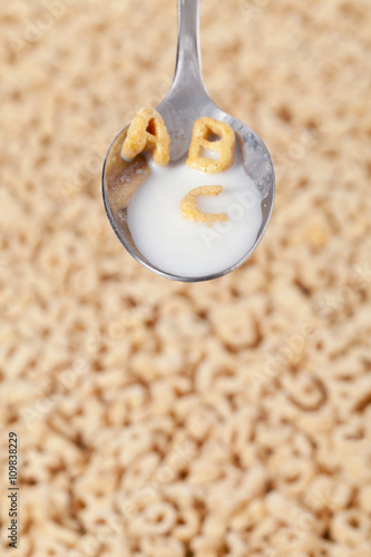 alphabet cereals and spoon