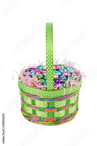 chocolate eggs and easter basket