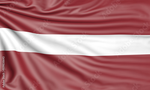 Flag of Latvia, 3d illustration with fabric texture