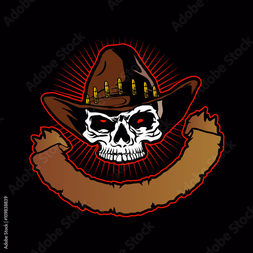 Vector illustration of Cowboy skull