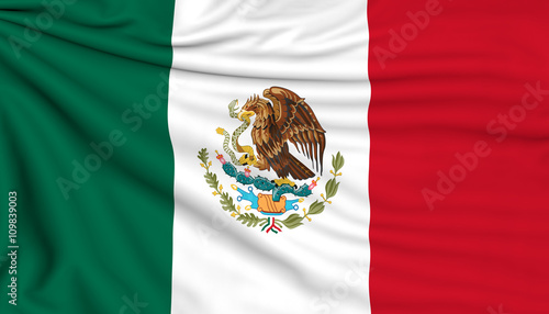 Flag of Mexico, 3d illustration with fabric texture