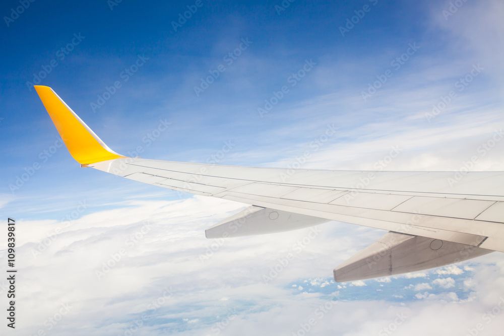View of cloud sky of airplane from window View of cloud sky of airplane from window