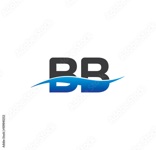 bb initial logo with swoosh blue and grey