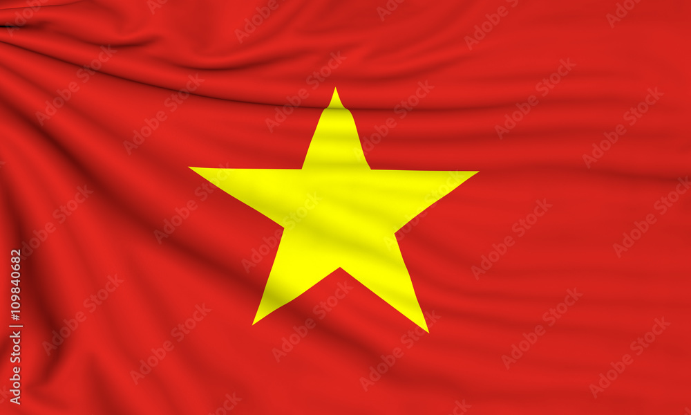 Flag of Vietnam, 3d illustration with fabric texture Flag of Vietnam, 3d illustration with fabric texture