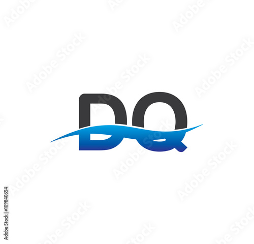Free Download dq initial logo with swoosh blue and grey - GFXLoad