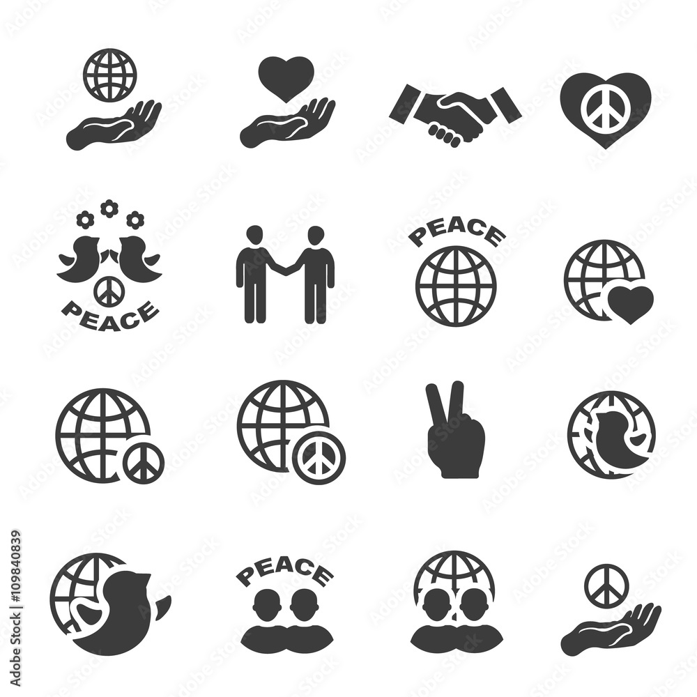 Peace icons set symbols Peace icons set symbols