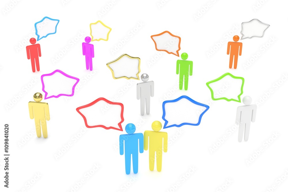 people with talk bubbles isolated over a white background. 3d rendering. people with talk bubbles isolated over a white background. 3d rendering.