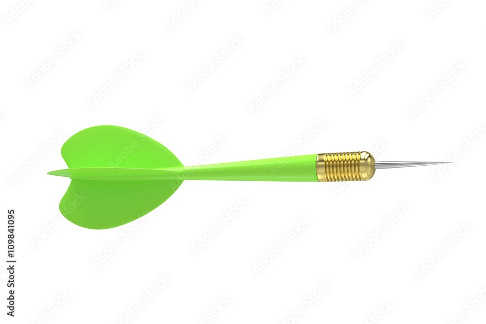 green dart isolated on white. 3d rendering. green dart isolated on white. 3d rendering.