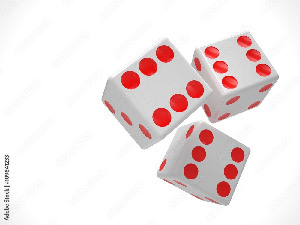 three dices on white background. 3d rendering. three dices on white background. 3d rendering.