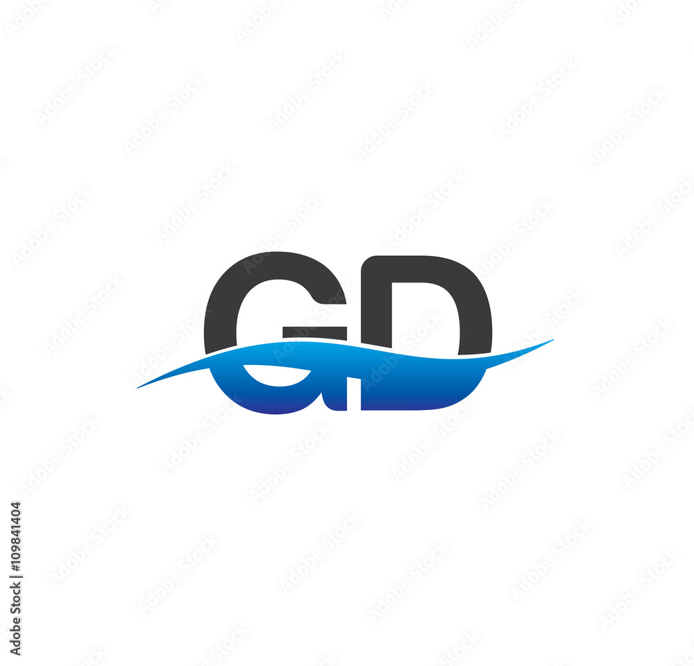 gd initial logo with swoosh blue and grey