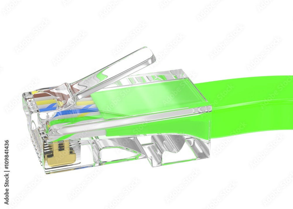 wire rj-45 on a white background, isolated. 3d rendering. wire rj-45 on a white background, isolated. 3d rendering.