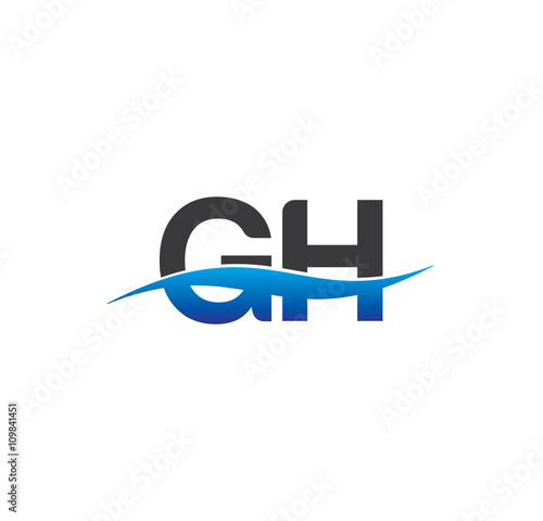 gh initial logo with swoosh blue and grey