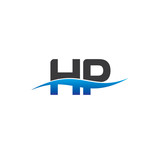 hp initial logo with swoosh blue and grey