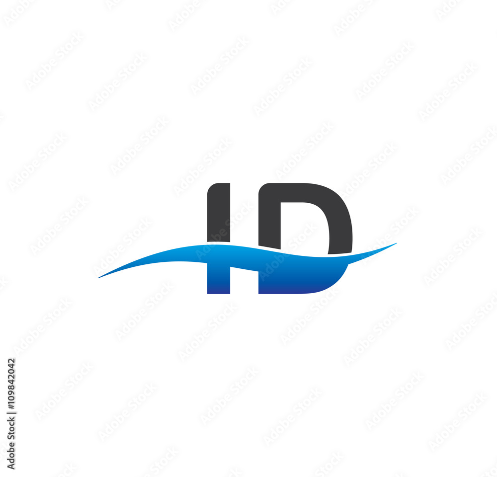 id initial logo with swoosh blue and grey id initial logo with swoosh blue and grey