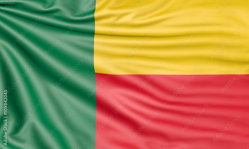 Flag of Benin, 3d illustration with fabric texture