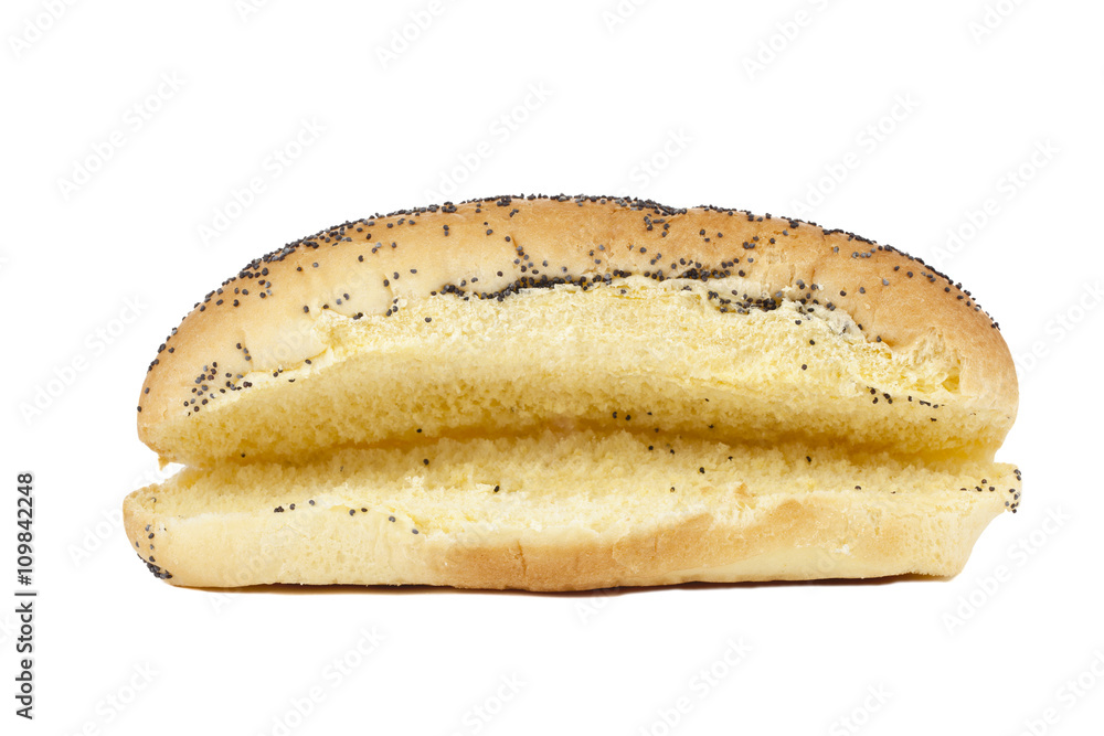 cut open bun with black sesame seeds cut open bun with black sesame seeds