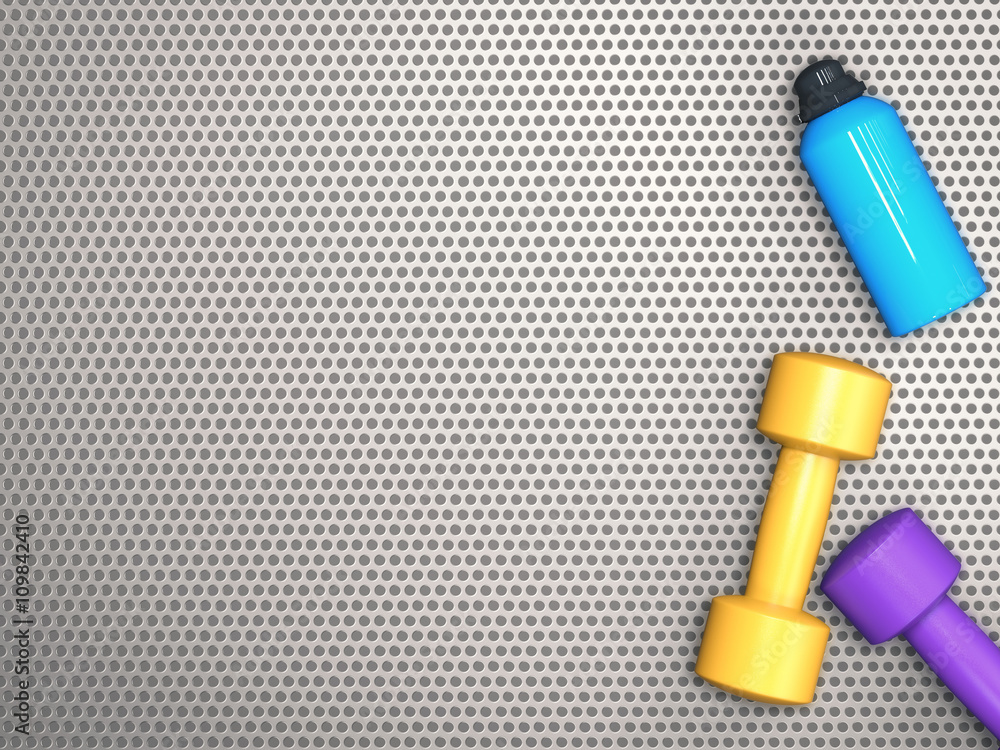 Fototapeta premium working out concept with dumbbell with flask