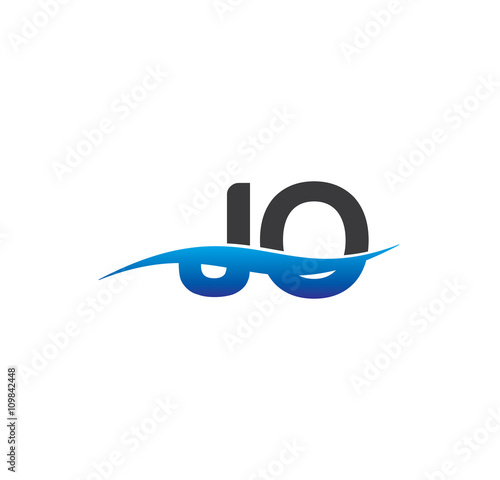jo initial logo with swoosh blue and grey