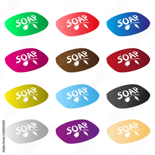 various color olive soap natural product icons eps10