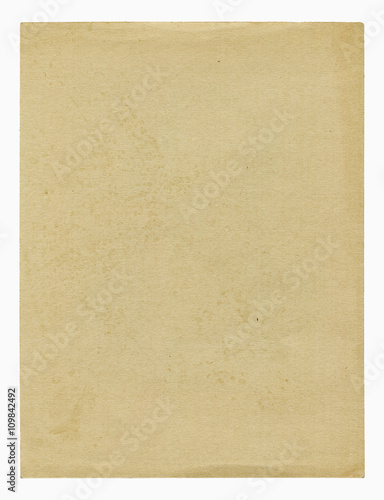 Vintage paper blank isolated on white background. Paper texture for design.