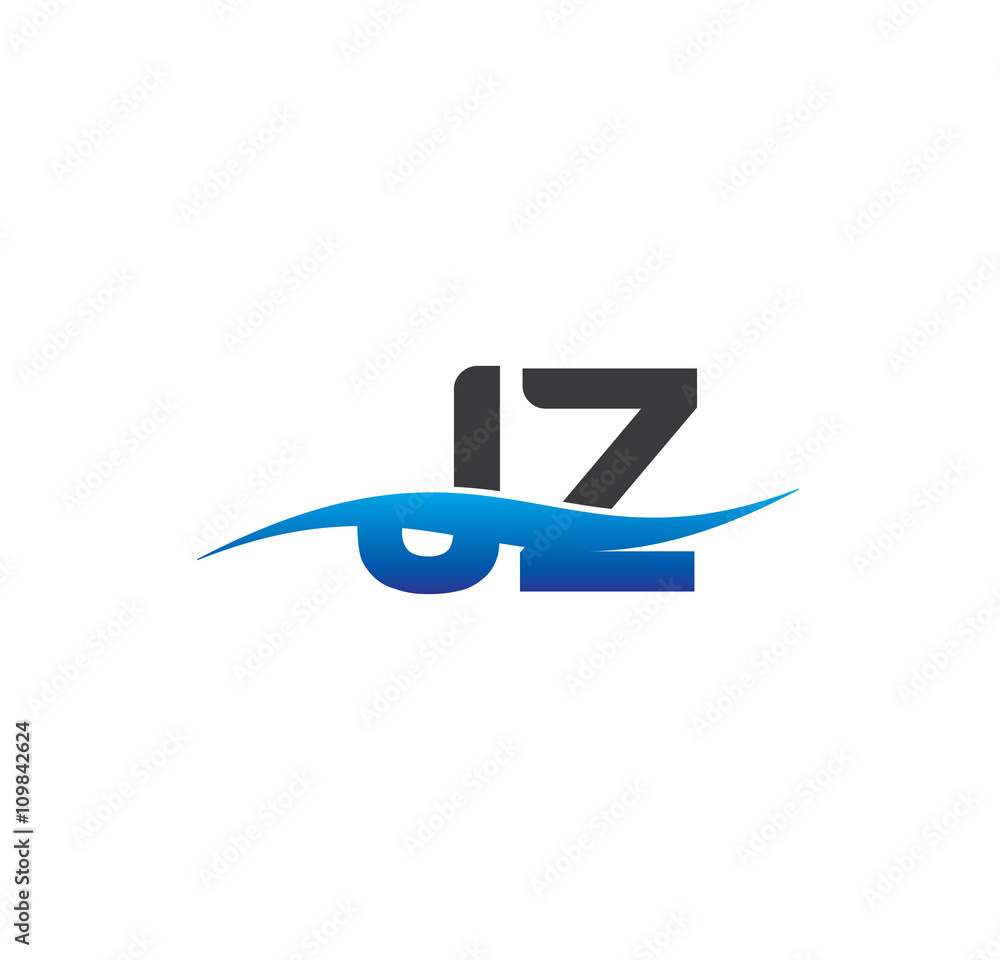 jz initial logo with swoosh blue and grey