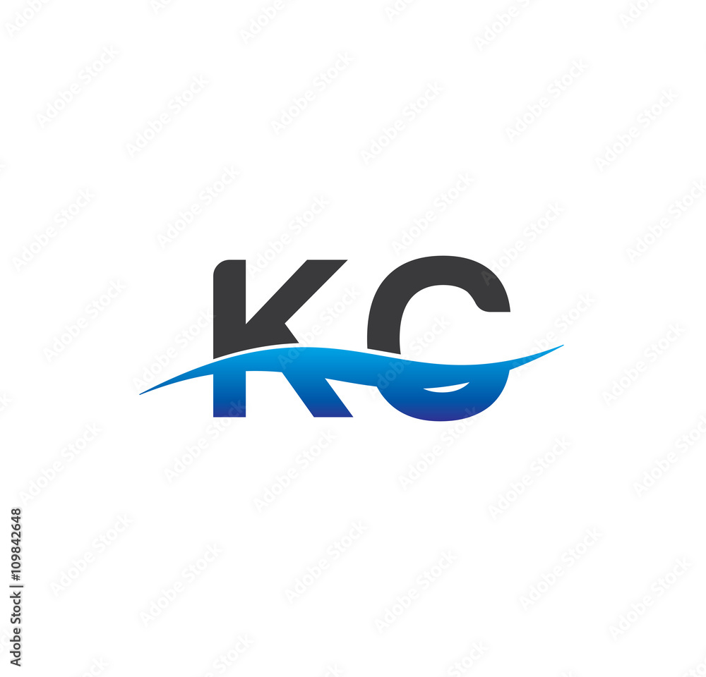 kc initial logo with swoosh blue and grey kc initial logo with swoosh blue and grey