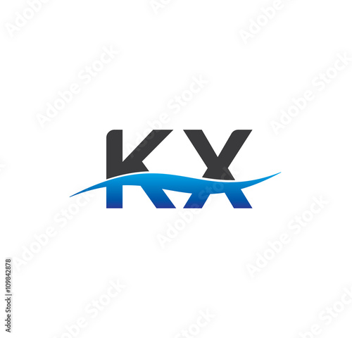 kx initial logo with swoosh blue and grey