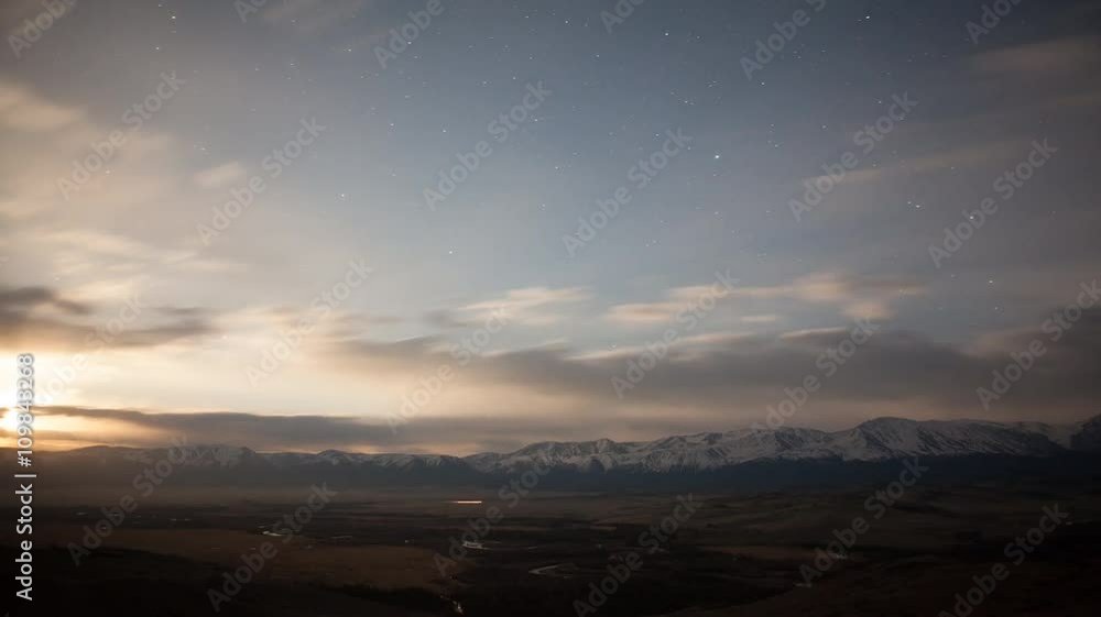 Spring sunrise at nature in a beautiful location. Taymlaps. Altai. Siberia. Spring sunrise at nature in a beautiful location. Taymlaps. Altai. Siberia.