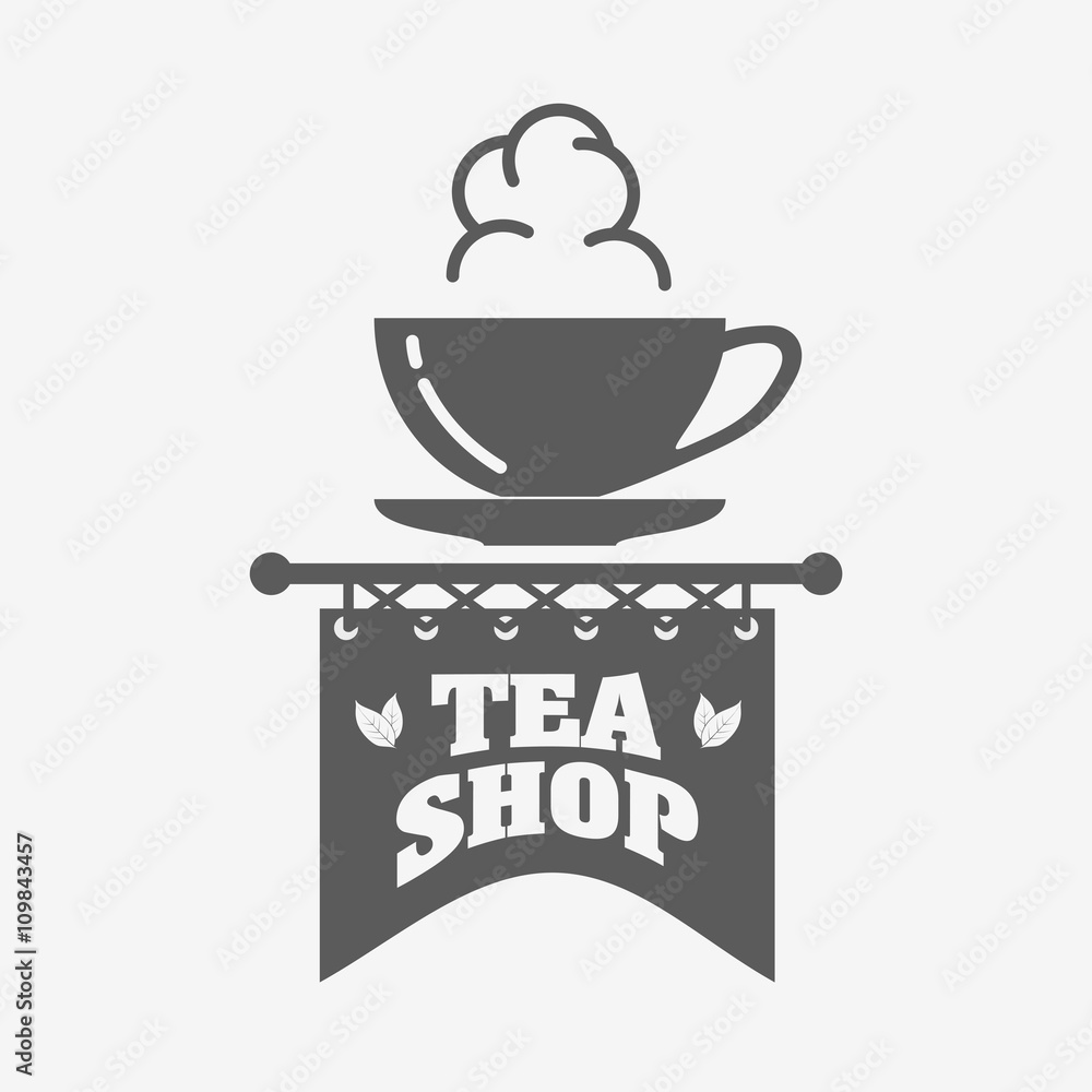 Image Details IST_13732_06736 - Tea shop emblem template. Design element  for logo, label, sign, poster, flyer. Vector illustration