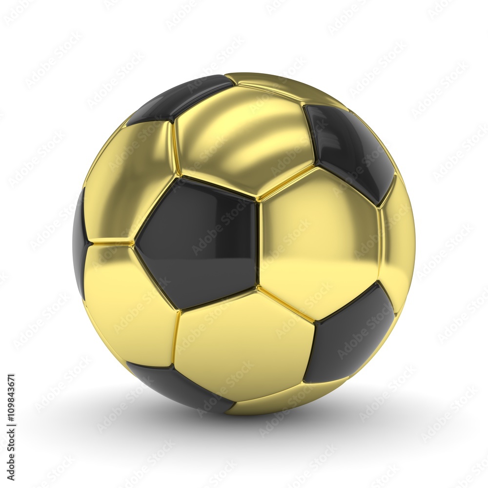 Golden soccer ball on white background. 3D rendering. Golden soccer ball on white background. 3D rendering.